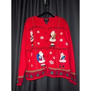 Ugly Christmas Sweater Xmas Cardigan Size Large Petite